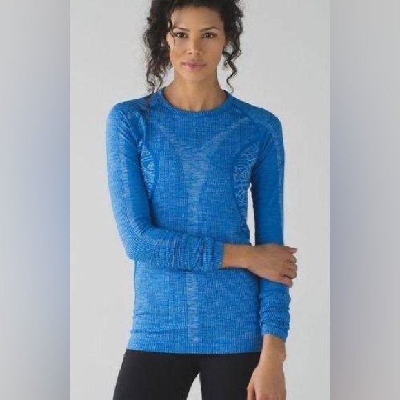 lululemon athletica Tops - Lululemon💎NWOT💎Restless Pullover (warm slim fit like swiftly)✨Blue Ribbed✨ 6